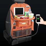 Organizador para el respaldo del asiento con mesa plegable y 4 puertos USB