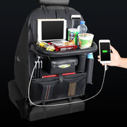 Organizador para el respaldo del asiento con mesa plegable y 4 puertos USB