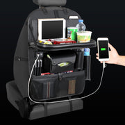 Organizador para el respaldo del asiento con mesa plegable y 4 puertos USB