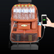 Organizador para el respaldo del asiento con mesa plegable y 4 puertos USB