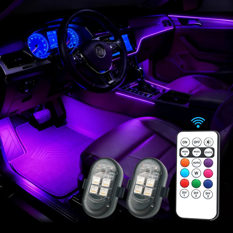 Luces LED multicolor para el interior del coche con mando a distancia