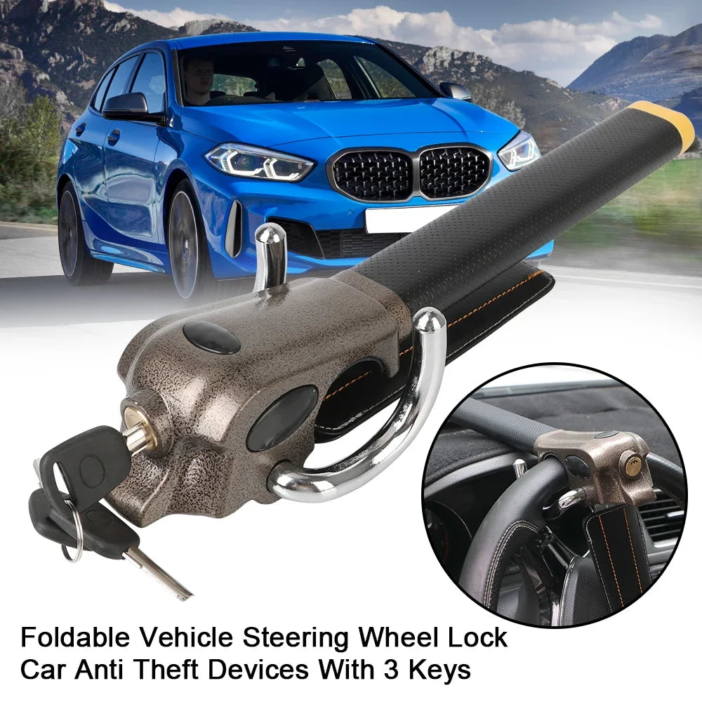 Candado antirrobo plegable para volante con alarma sonora
